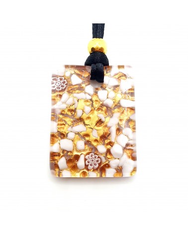 Pendentif rectangle en verre de Murano blanc made in Italie