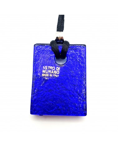 Pendentif rectangle en verre de Murano bleu bijoux fantaisies fait à la main