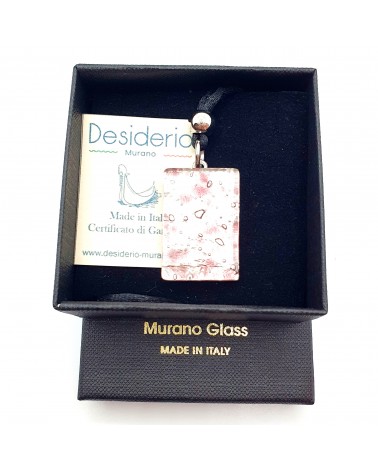 Pendentif rectangle en verre de Murano made in Italie