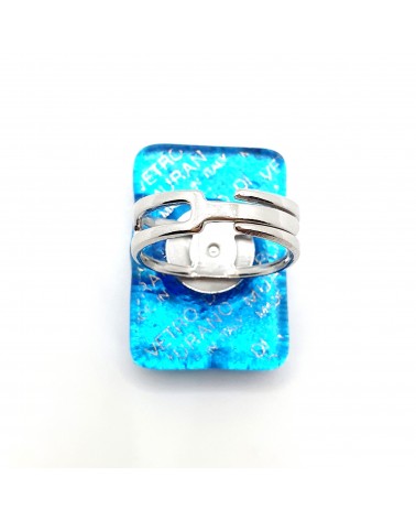 Grande bague rectangle en verre de Murano et murrine bijoux fantaisies artisans italiens