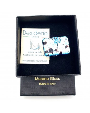 Grande bague rectangle en verre de Murano et murrine bijoux fantaisies artisans italiens