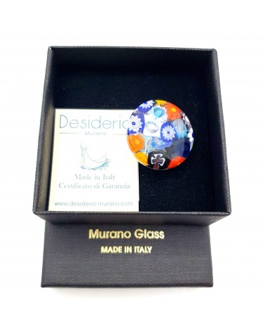 Bague ronde verre Murano murrine fleurs bijoux fantaisies