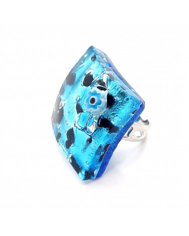 Bague carré verre Murano bijoux fantaisies