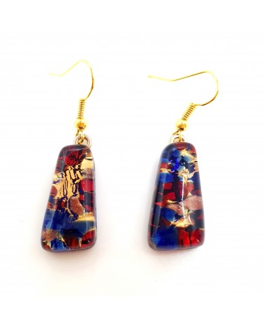 Boucles d'oreilles trapèze en verre de Murano made in Italie bijoux Murano