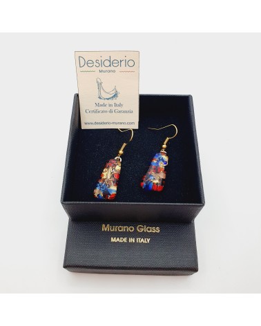 Boucles d'oreilles trapèze en verre de Murano made in Italie bijoux Murano