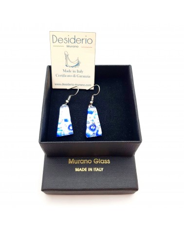 Boucles d'oreilles trapèze en verre de Murano made in Italy bijoux