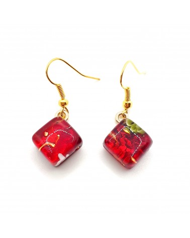 boucles d'oreilles carré verre Murano bijoux fantaisies