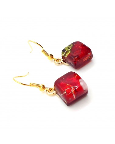 boucles d'oreilles carré verre Murano bijoux fantaisies