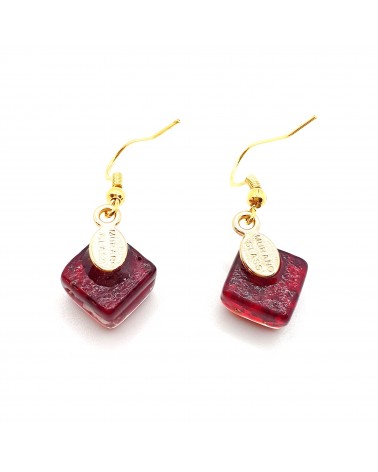 boucles d'oreilles carré verre Murano bijoux fantaisies