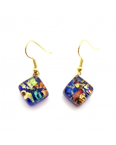 Boucles d'oreilles carré en verre de Murano bijoux fantaisies fait à la main