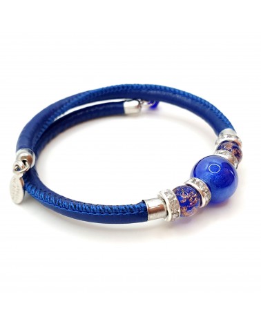 Bracelet Prestige en cuir et verre de Murano bijoux fantaisie