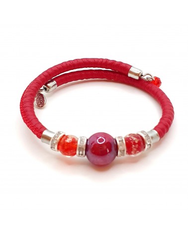 Bracelet Prestige en cuir et verre de Murano bijoux fantaisie