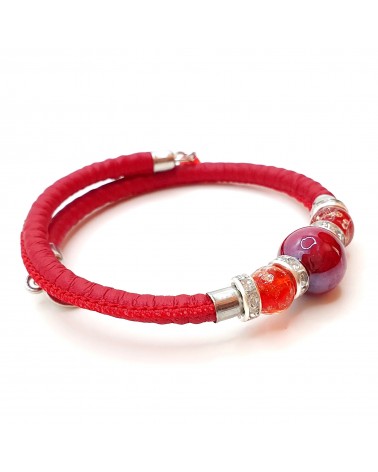 Bracelet Prestige en cuir et verre de Murano bijoux fantaisie