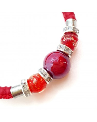 Bracelet Prestige en cuir et verre de Murano bijoux fantaisie