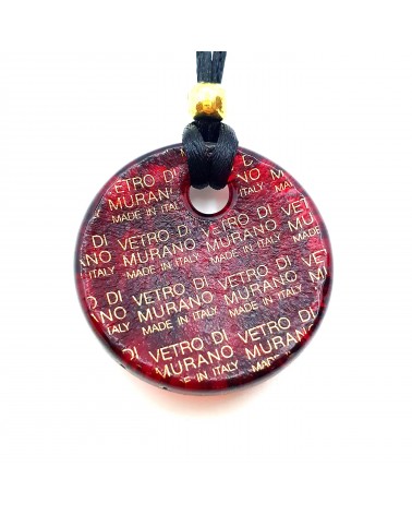 pendentif rond verre Murano feuille or Italie bijoux