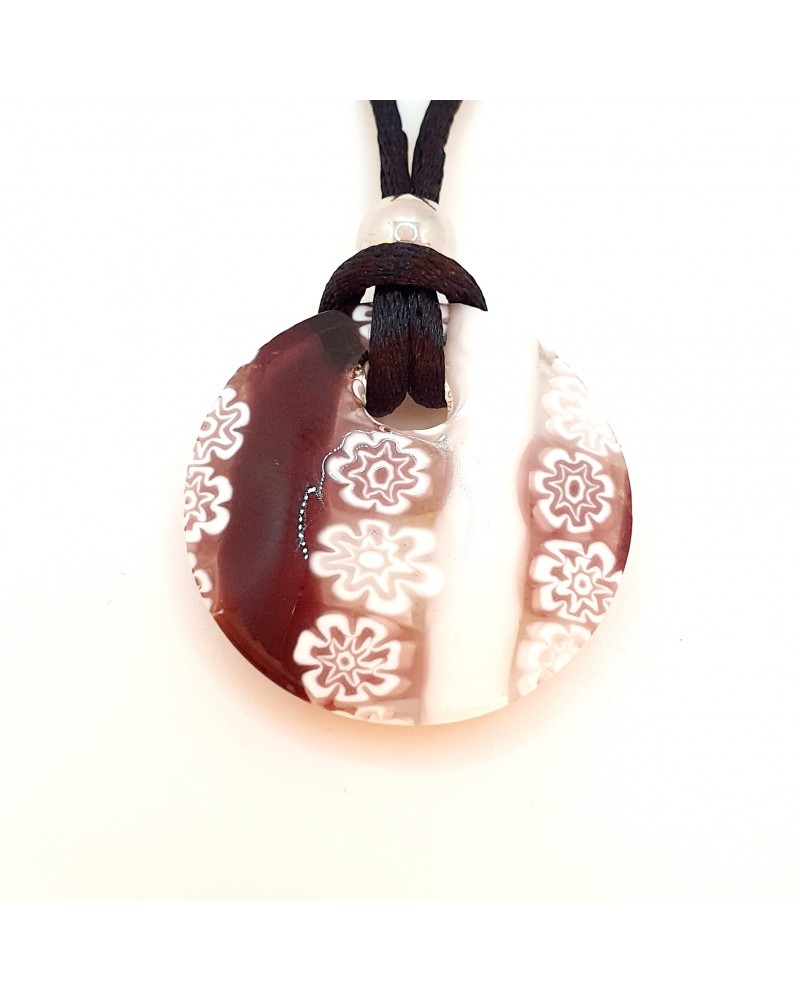 Pendentif rond en verre de Murano et murrina bijoux fantaisie