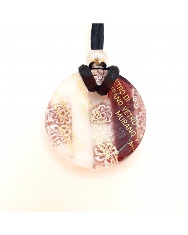 Pendentif rond en verre de Murano et murrina bijoux fantaisie