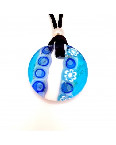 Pendentif rond en verre de Murano et murrina bijoux fantaisie