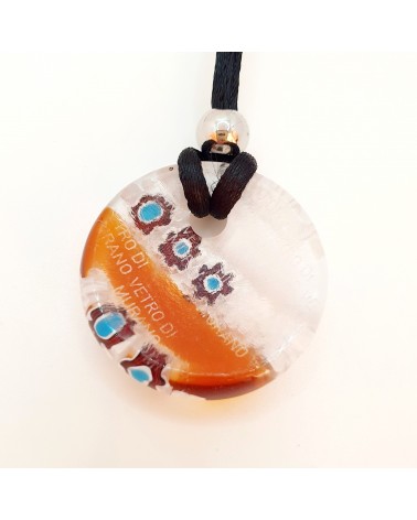 Pendentif rond en verre de Murano et murrina bijoux fantaisie