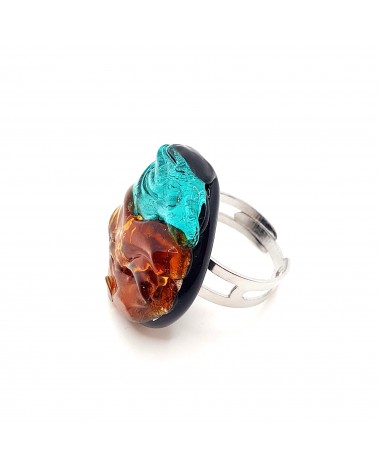 Bague ronde verre Murano collection vague bijoux fait à la main