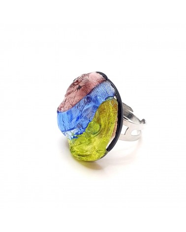 Bague ronde verre Murano collection vague bijoux fait à la main