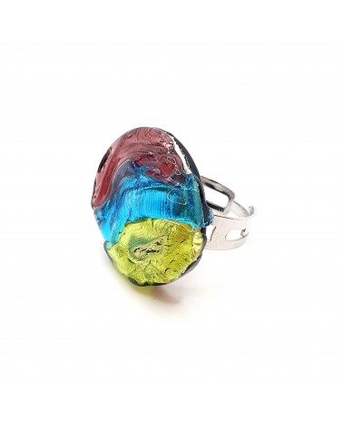 Bague ronde verre Murano collection vague bijoux fait à la main