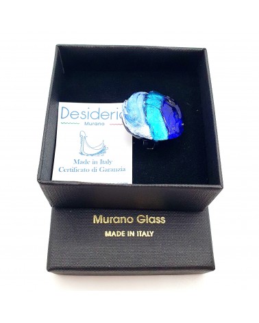 Bague ronde verre Murano collection vague bijoux fait à la main