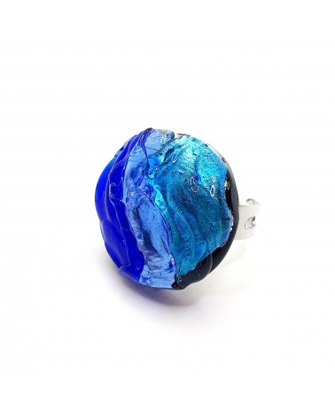 Bague ronde verre Murano collection vague bijoux fait à la main