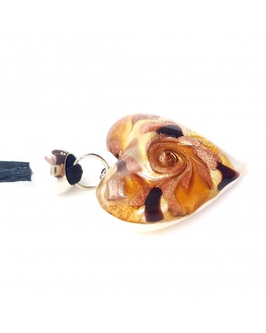 Pendentif cœur vortex en verre de Murano bijoux fantaisies fait à la main