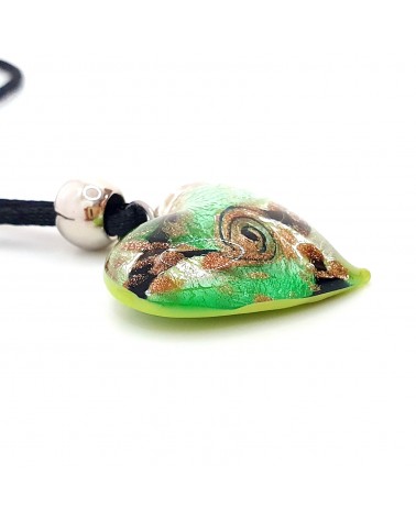 Pendentif cœur vortex en verre de Murano bijoux fantaisies fait à la main