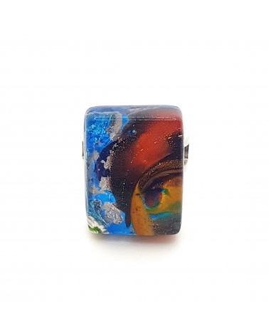 Bague rectangle en verre de Murano et murrine bijoux fantaisies artisans italiens