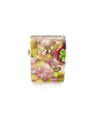 Bague rectangle en verre de Murano et murrine bijoux fantaisies artisans italiens