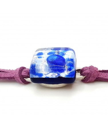 Bracelet en cuir et verre de Murano bijoux fantaisies fait à la main Bijoux Murano