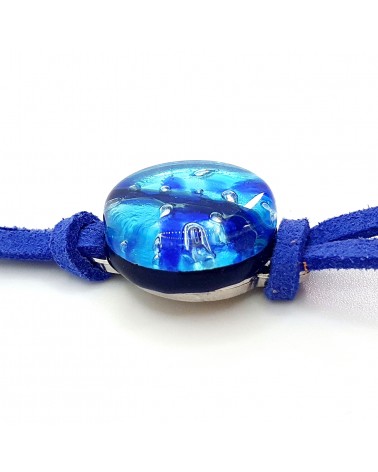 Bracelet en cuir verre de Murano rond certifiés authentiques fait à la main Made in Italie bijoux Murano