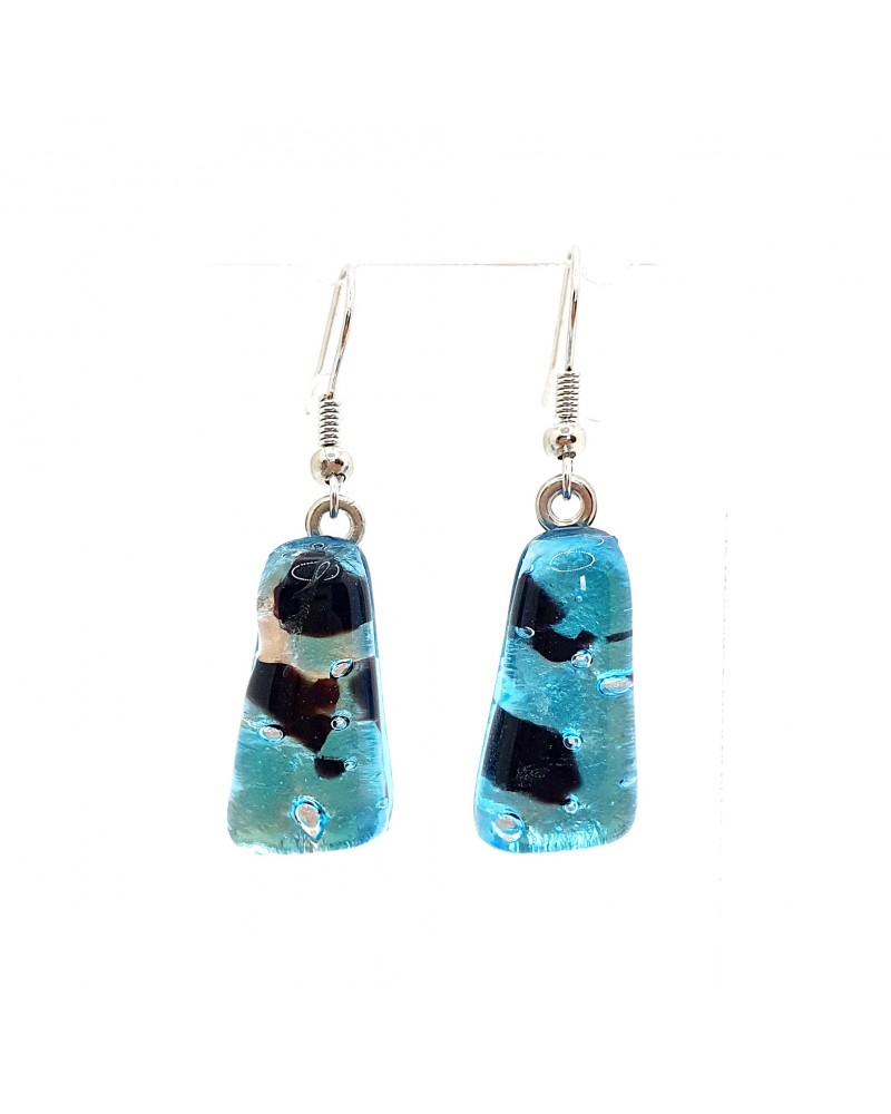 Boucles d'oreilles trapèze en verre de Murano made in Italy bijoux