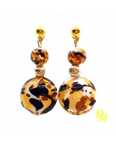 Boucles d'oreilles Vittoria marron bijoux fantaisies verre de Murano créateurs italiens