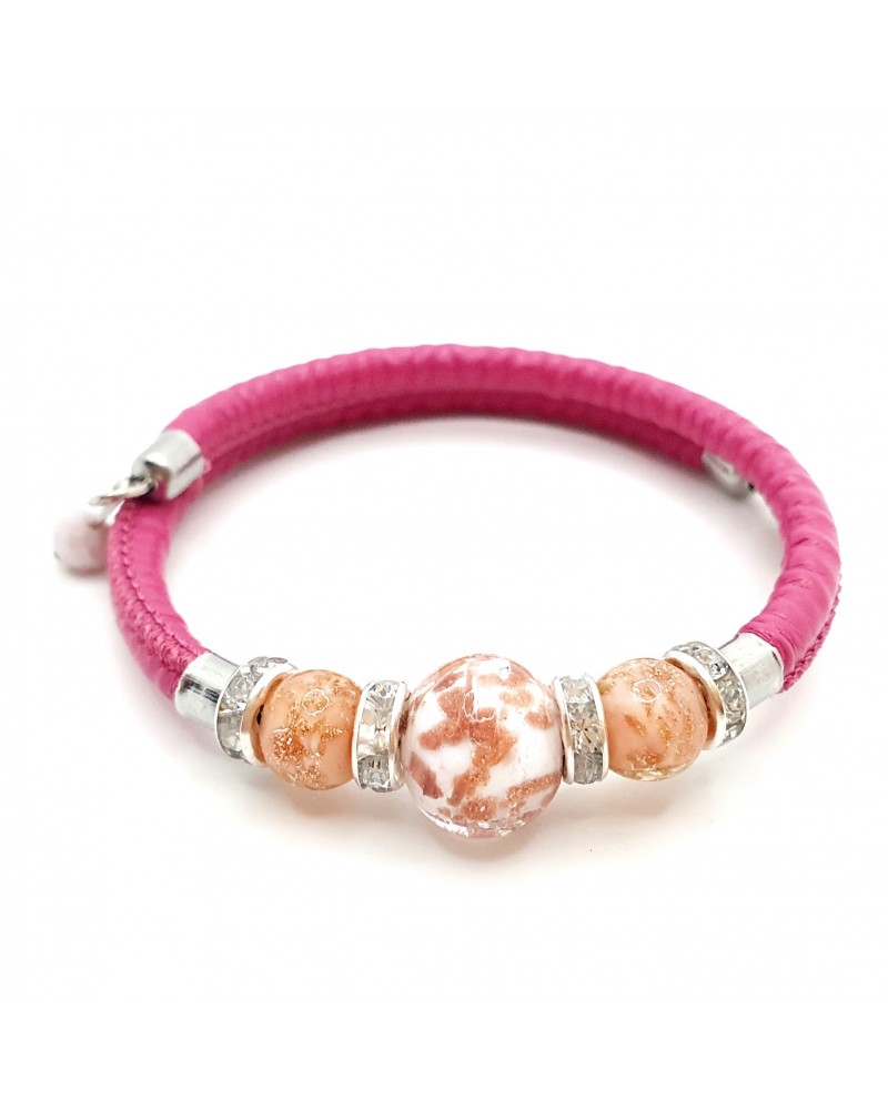 Bracelet Prestige en cuir et verre de Murano bijoux fantaisie