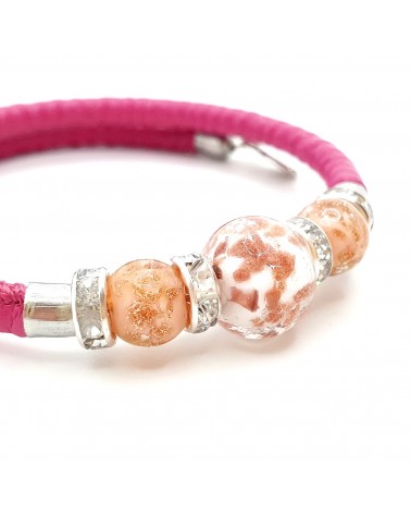 Bracelet Prestige en cuir et verre de Murano bijoux fantaisie