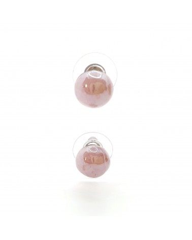 Boucles d'oreilles demi perle rose bijoux fantaisies artisans italiens