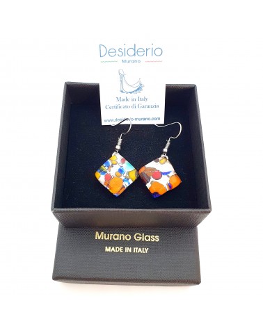 Grandes boucles d'oreilles carré en verre de Murano bijoux fantaisies fait à la main