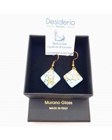 Grandes boucles d'oreilles carré en verre de Murano bijoux fantaisies fait à la main Bijoux Murano