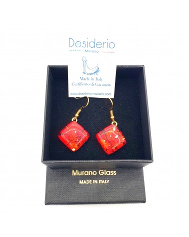 Grandes boucles d'oreilles carré en verre de Murano bijoux fantaisies fait à la main Bijoux Murano