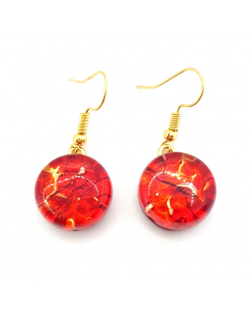 Grandes boucles d'oreilles ronde en verre de Murano bijoux fantaisies fait à la main