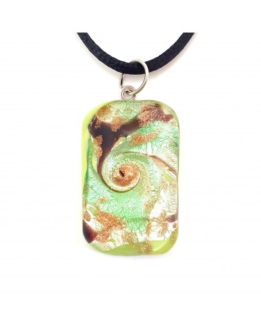 Pendentif Murano rectangle bombé vortex bijoux fantaisies made in Italie