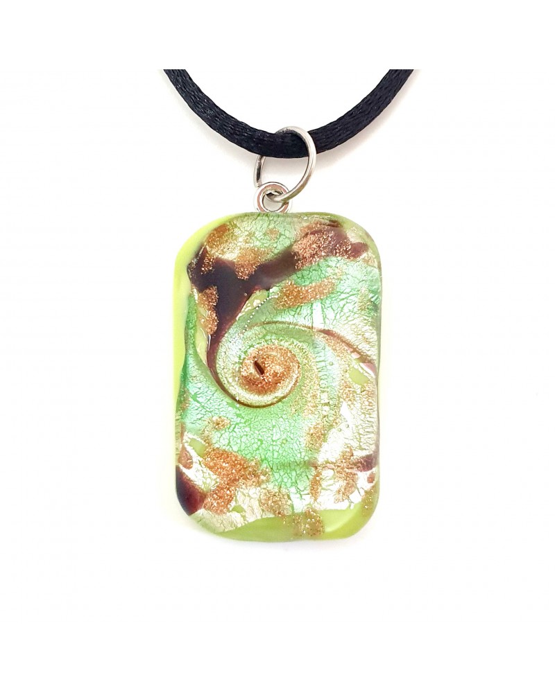 Pendentif Murano rectangle bombé vortex bijoux fantaisies made in Italie