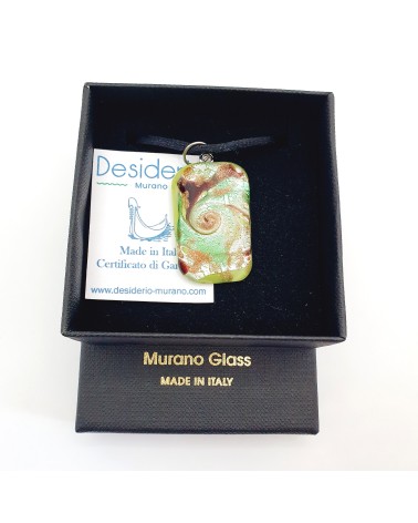 Pendentif Murano rectangle bombé vortex bijoux fantaisies made in Italie