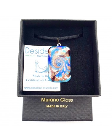 Pendentif Murano rectangle bombé vortex bijoux fantaisies made in Italie