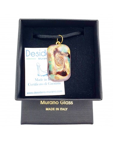 Pendentif Murano rectangle bombé vortex bijoux fantaisies made in Italie