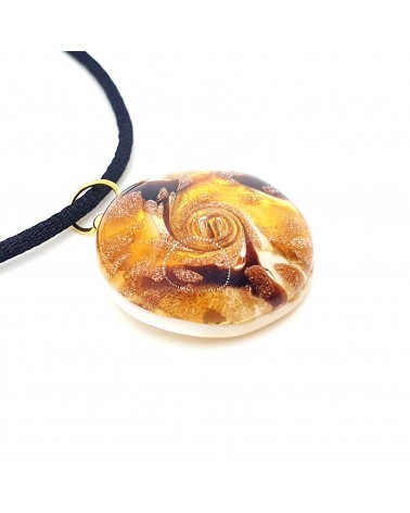 Pendentif Sally rond bombé vortex bijoux fantaisies fait à la main verre de Murano