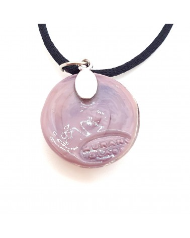 Pendentif Sally rond bombé vortex bijoux fantaisies fait à la main verre de Murano